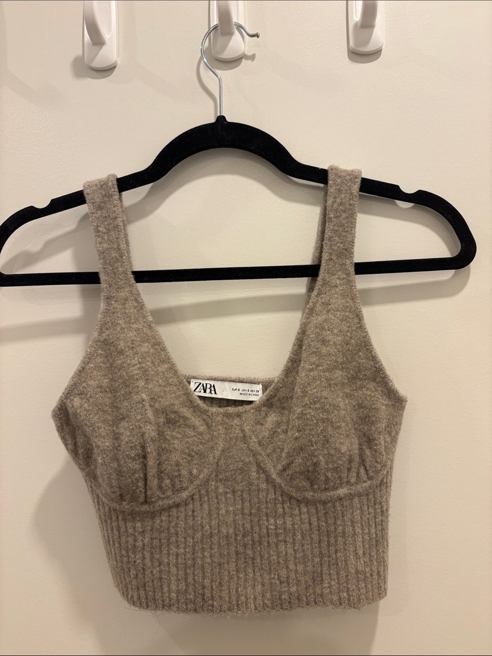 ZARA Taupe fuzzy Bustier Tank Top